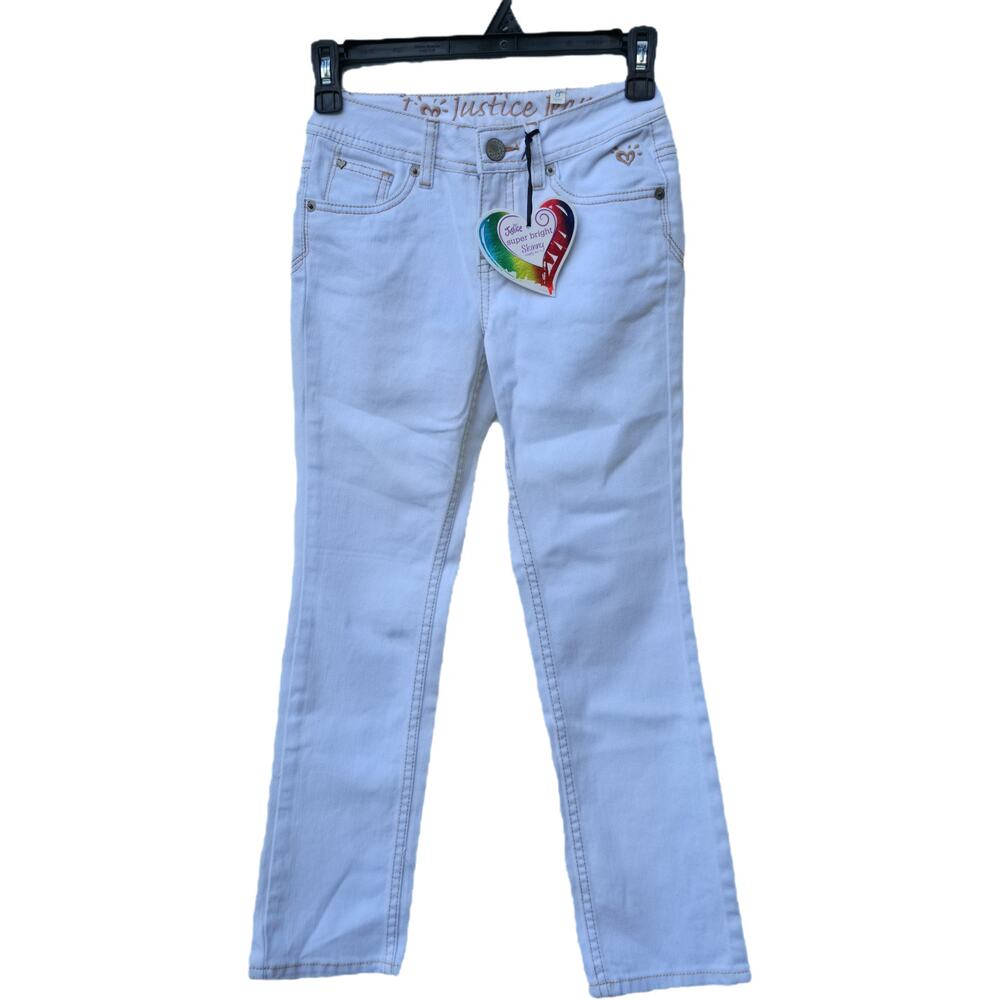 Justice Girls Super Bright Skinny Jeans White 8R Simply Low NWT